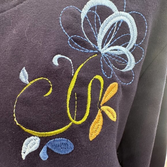 Extra Shenanigans Women's Embroidered Navy Button Up Cardigan - 1X - Picture 6 of 9